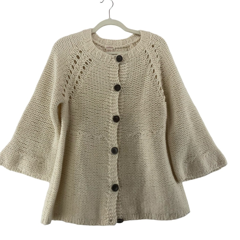 Sundance Cream Cardigan Size XL Lambswool Blend dry clean only
